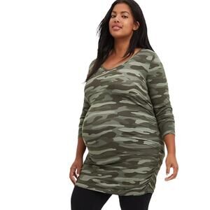 TORRID MATERNITY TUNIC TEE - SUPER SOFT CAMO Size 2X